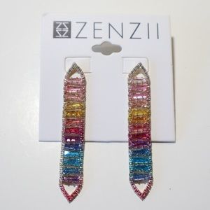Zenzii Gold Tone Crystal Linear Drop Earrings